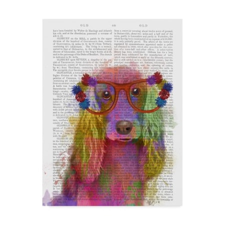 Fab Funky 'Rainbow Splash Text Cocker Spaniel, Portrait' Canvas Art,18x24